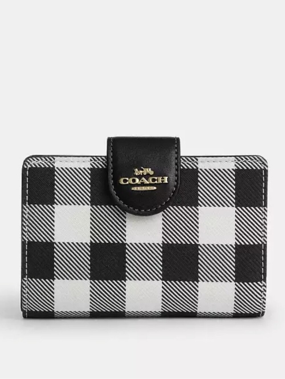 Coach Medium Corner Zip Wallet With Gingham Print